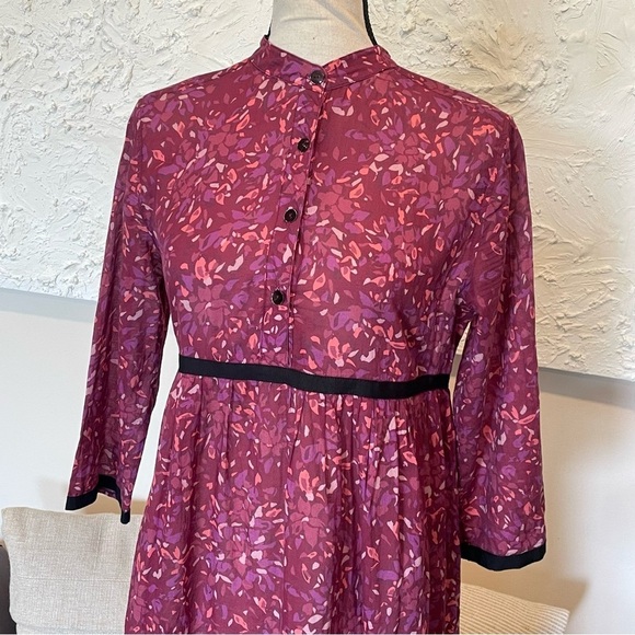 Warm Brand Prairie Midi Dress 3/4 Sleeve Pockets Tired 100% Cotton Size Small - Picture 3 of 9